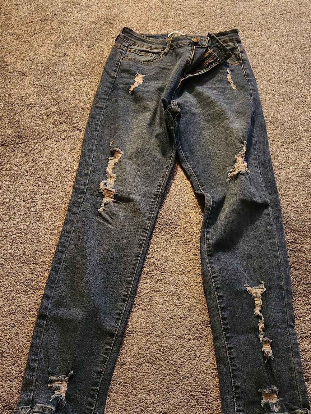 Women’s Distressed Dark Blue Denim Jeans